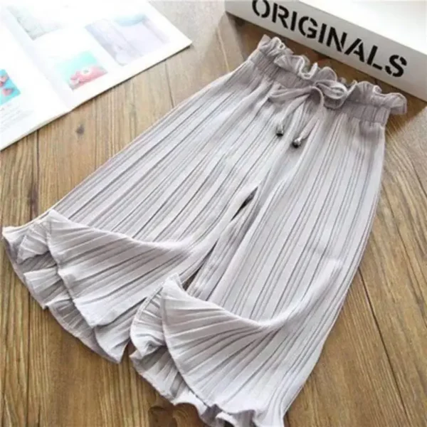 Childen's Girls Summer Ice Silk Wide Leg Pants Baby Fashion Lace Chiffon Waist Flare Trousers Kids Girl Loose Buttom Clothes - Image 8
