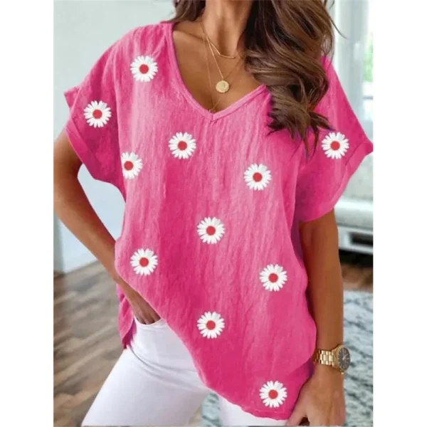 3d Women's T-shirts V Neck Summer Short Sleeve Tops Tees Feather Graphics Ladies Clothes Oversized Female Fashion Y2k Streetwear - Image 36