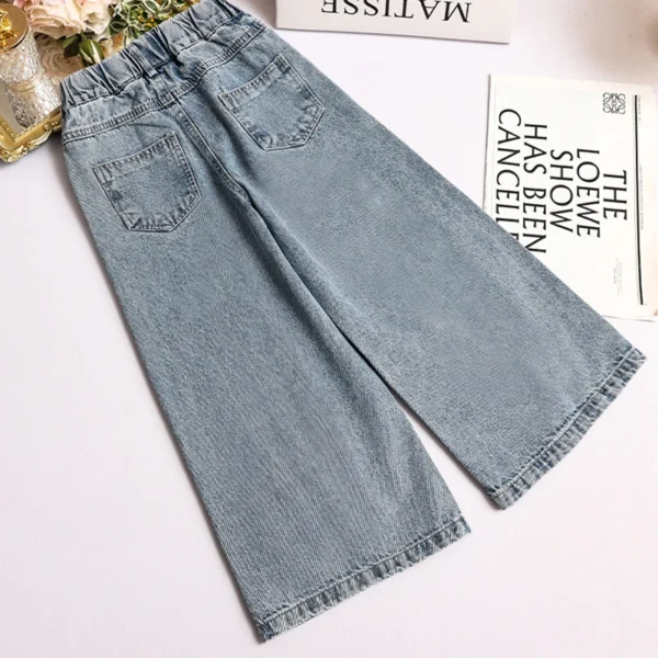 Kids Jeans for Girls Denim Trousers Children Wide Leg Pants Spring Autumn Baby Clothes Teenagers Costumes 4 6 7 8 10 12 13 Years - Image 2