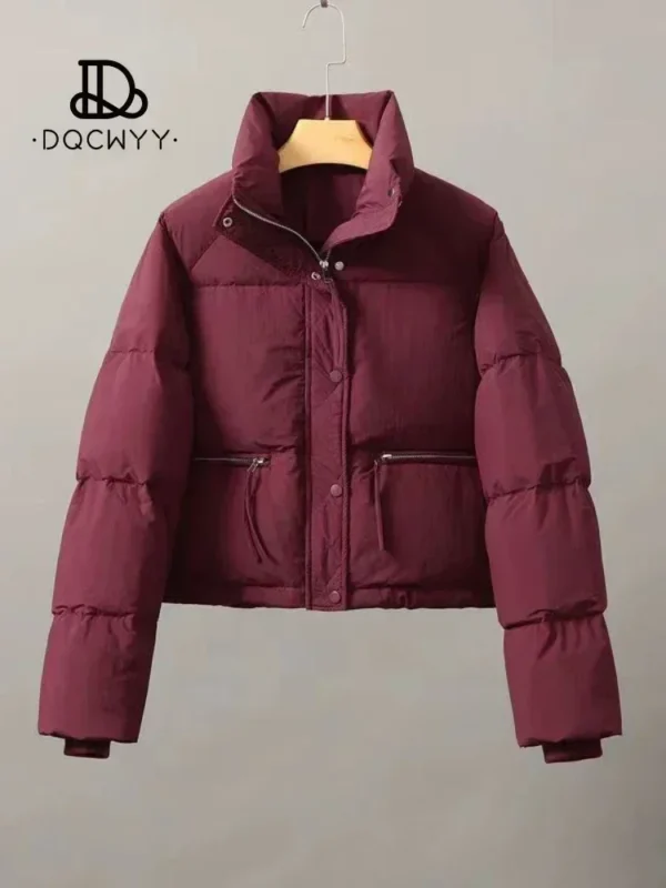 Women's Jacket 2023 New in Cotton-padded Clothes Short Korean Fashion Stand Collar Thicken Bread Jacket Women Coat Tops Winter - Image 2