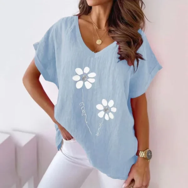 3d Women's T-shirts V Neck Summer Short Sleeve Tops Tees Feather Graphics Ladies Clothes Oversized Female Fashion Y2k Streetwear - Image 34