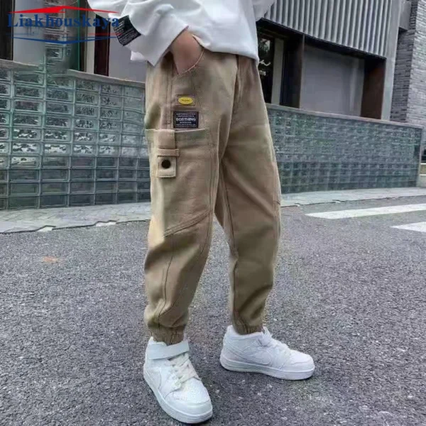 Boys Cargo Pants Casual  Winter Spring Thick Cotton Boys Trousers Kids Sport Pants Teenage Children Clothes For 110-160cm - Image 12