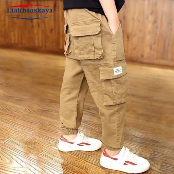 Boys Cargo Pants Casual  Winter Spring Thick Cotton Boys Trousers Kids Sport Pants Teenage Children Clothes For 110-160cm - Image 3