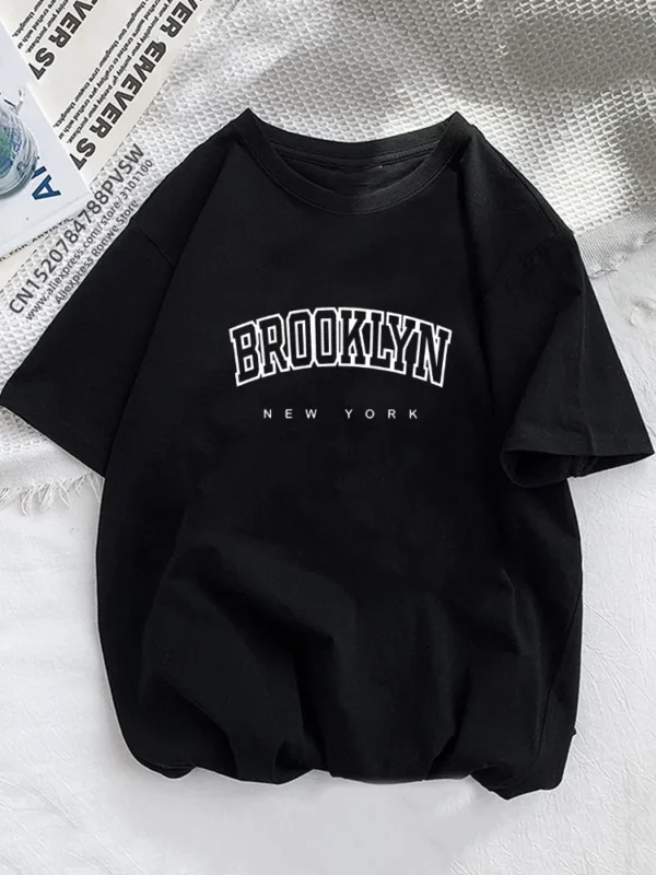 Women Brooklyn Letter Print T Shirt Girl Graphic Harajuku 2023 Streewear Clothes Causal Female Y2K Tops Tee - Image 4
