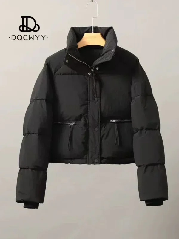 Women's Jacket 2023 New in Cotton-padded Clothes Short Korean Fashion Stand Collar Thicken Bread Jacket Women Coat Tops Winter - Image 3