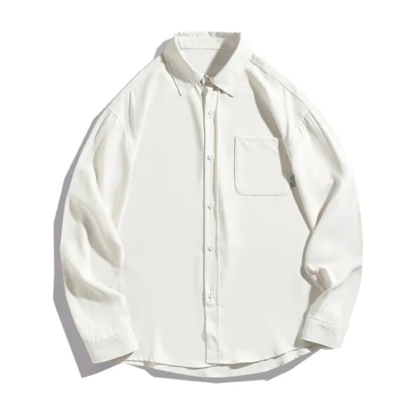 TFETTERS Brand Japan Shirts for Men 2024 Spring Summer Baggy Turn Down Collar Plain Shirt for Couples Minimalist Male Clothes - Image 9