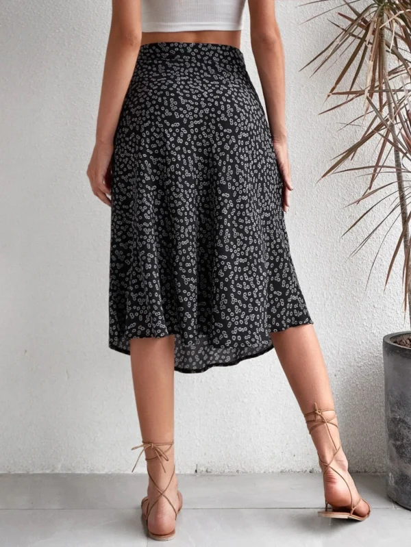 2023 New Women Summer Wrapped Skirts Beach Holiday Clothes High Waist Floral Print Split Casual Summer Midi Skirt Female Sexy Cl - Image 2