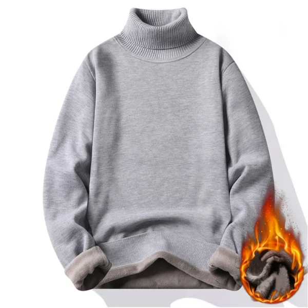 Autumn Winter Men's Turtleneck Sweater Men's Knitting Pullovers Rollneck Knitted Sweater Warm Men Jumper Slim Fit Casual Sweater - Image 4