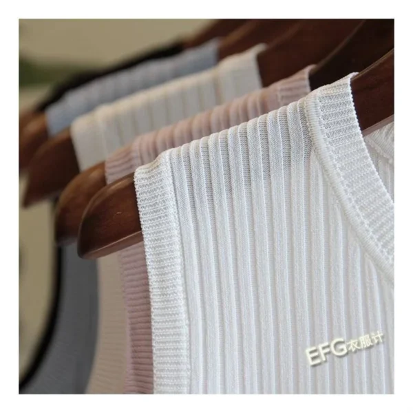 Summer Sleeveless Blouse Women O-neck Knitted Blouse Shirt Women Clothes Women Tops DF4903 - Image 5