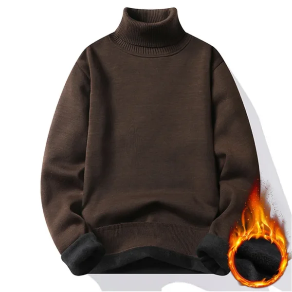 Autumn Winter Men's Turtleneck Sweater Men's Knitting Pullovers Rollneck Knitted Sweater Warm Men Jumper Slim Fit Casual Sweater - Image 2