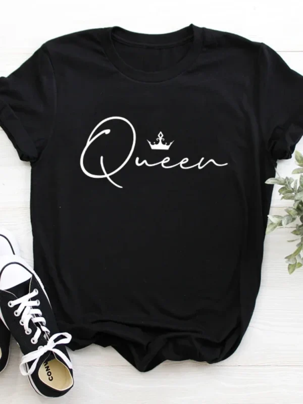8 Colors Crown Queen Letter Print T Shirt Women Short Sleeve O Neck Loose Tshirt Summer Women Tee Shirt Tops Clothes Mujer