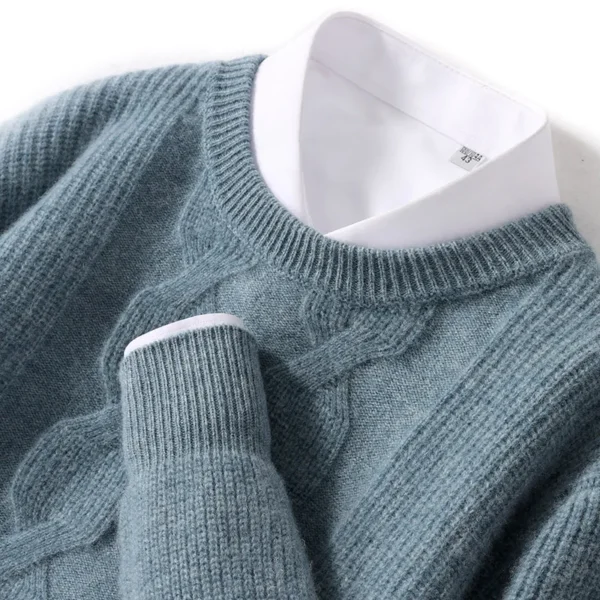 100%Pure Cashmere Autumn And Winter New Men's Round Neck Thickened Sweater Casual Business Oversized Knitted Cashmere Sweater - Image 11