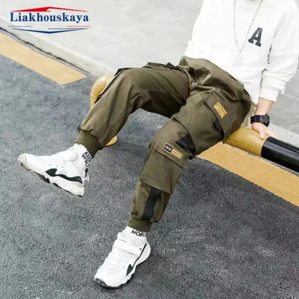 Boys Cargo Pants Casual  Winter Spring Thick Cotton Boys Trousers Kids Sport Pants Teenage Children Clothes For 110-160cm - Image 9
