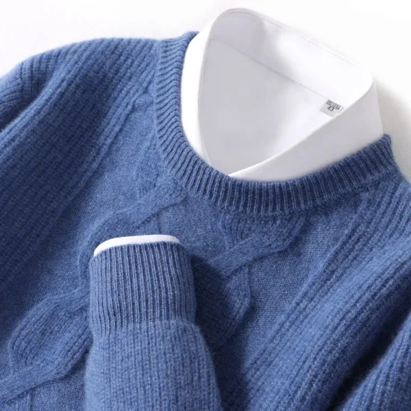 100%Pure Cashmere Autumn And Winter New Men's Round Neck Thickened Sweater Casual Business Oversized Knitted Cashmere Sweater - Image 7