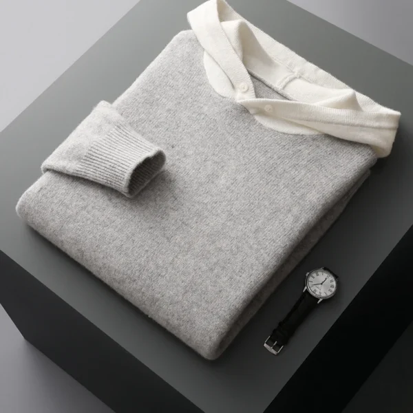 Men's sweater 100% pure wool knitted pullover autumn and winter thickened cashmere sweater casual knitted loose men's tops - Image 8