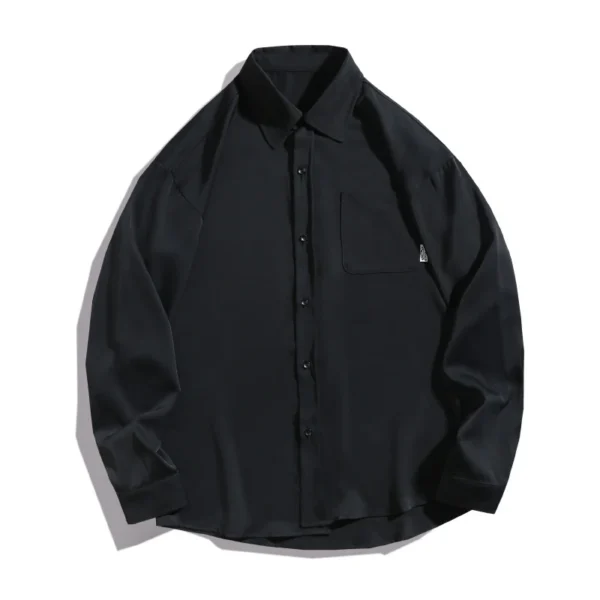 TFETTERS Brand Japan Shirts for Men 2024 Spring Summer Baggy Turn Down Collar Plain Shirt for Couples Minimalist Male Clothes - Image 8