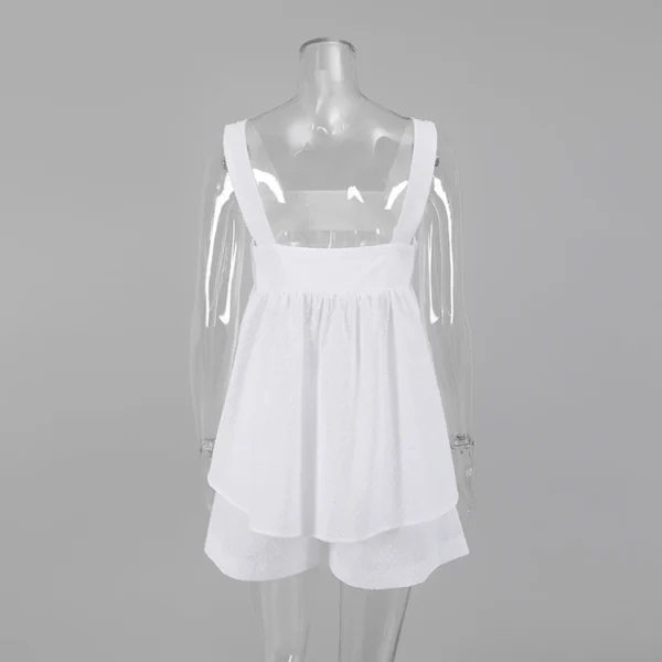 Restve Casual Pajamas Womens Cotton 2 Piece Set White Tank Top Sleeveless Loose Female Home Suits With Shorts Solid Autumn 2022 - Image 4