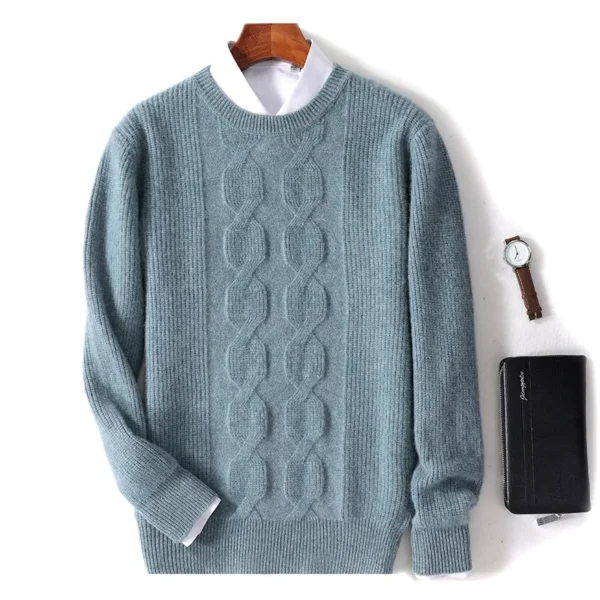 100%Pure Cashmere Autumn And Winter New Men's Round Neck Thickened Sweater Casual Business Oversized Knitted Cashmere Sweater - Image 5