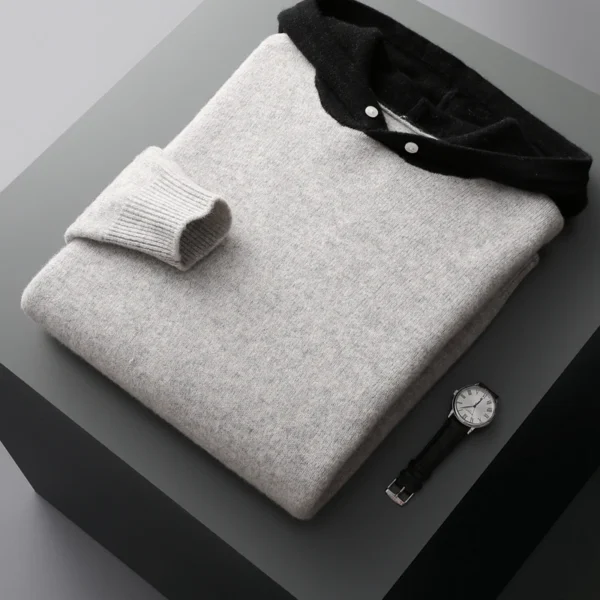 Men's sweater 100% pure wool knitted pullover autumn and winter thickened cashmere sweater casual knitted loose men's tops - Image 9