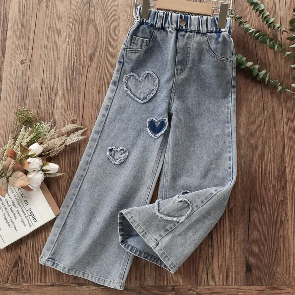 Kids Jeans for Girls Denim Trousers Children Wide Leg Pants Spring Autumn Baby Clothes Teenagers Costumes 4 6 7 8 10 12 13 Years