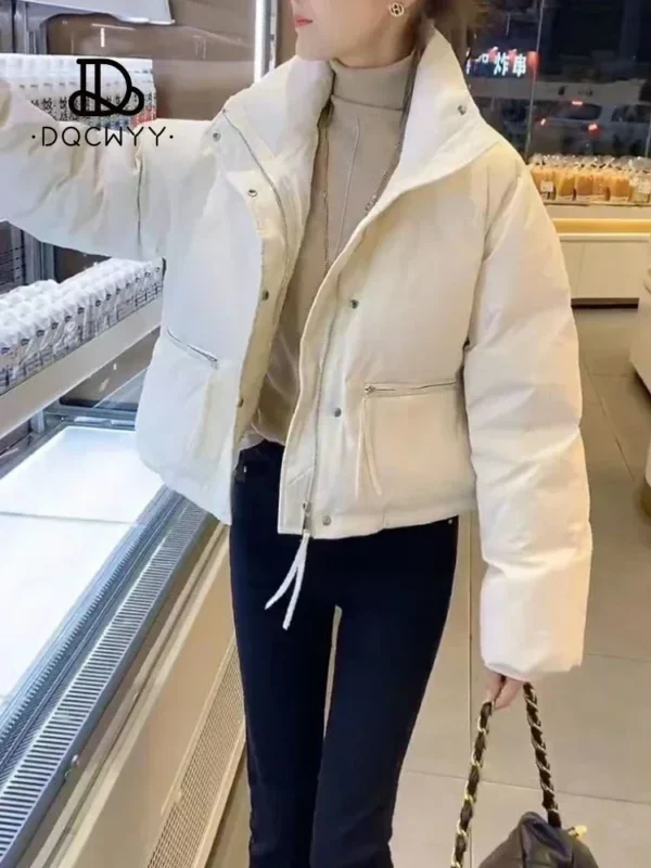 Women's Jacket 2023 New in Cotton-padded Clothes Short Korean Fashion Stand Collar Thicken Bread Jacket Women Coat Tops Winter - Image 5