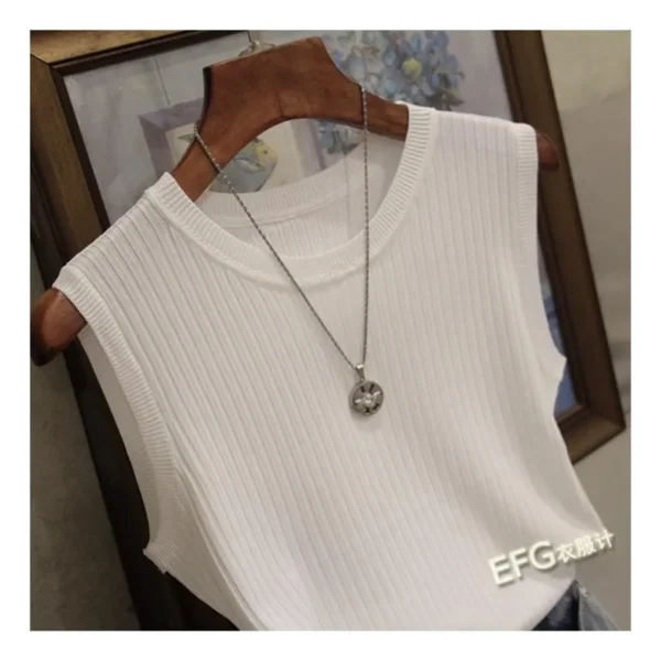 Summer Sleeveless Blouse Women O-neck Knitted Blouse Shirt Women Clothes Women Tops DF4903 - Image 11