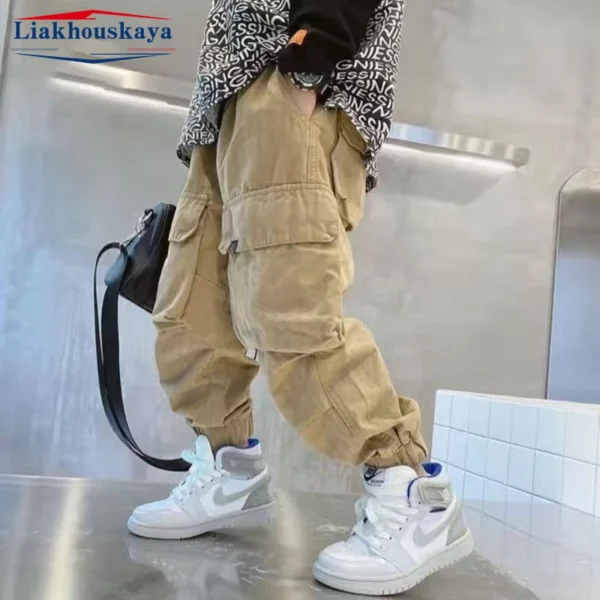Boys Cargo Pants Casual  Winter Spring Thick Cotton Boys Trousers Kids Sport Pants Teenage Children Clothes For 110-160cm - Image 15