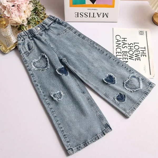 Kids Jeans for Girls Denim Trousers Children Wide Leg Pants Spring Autumn Baby Clothes Teenagers Costumes 4 6 7 8 10 12 13 Years - Image 3