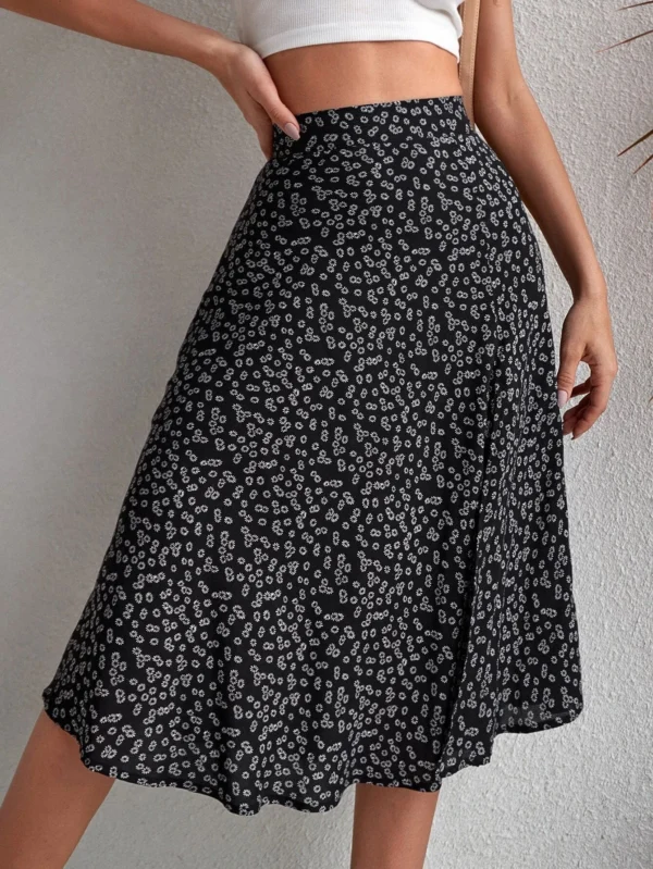 2023 New Women Summer Wrapped Skirts Beach Holiday Clothes High Waist Floral Print Split Casual Summer Midi Skirt Female Sexy Cl - Image 4