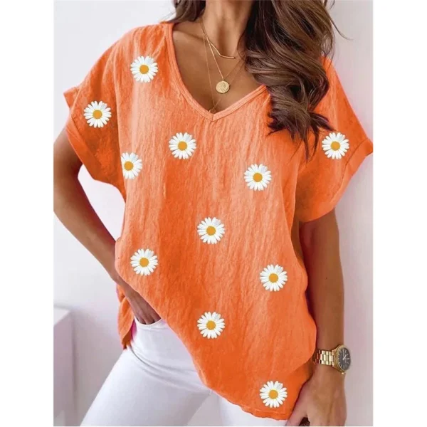 3d Women's T-shirts V Neck Summer Short Sleeve Tops Tees Feather Graphics Ladies Clothes Oversized Female Fashion Y2k Streetwear - Image 37