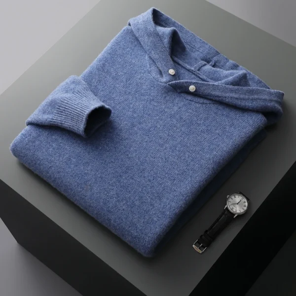 Men's sweater 100% pure wool knitted pullover autumn and winter thickened cashmere sweater casual knitted loose men's tops - Image 7