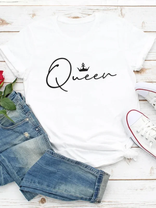 8 Colors Crown Queen Letter Print T Shirt Women Short Sleeve O Neck Loose Tshirt Summer Women Tee Shirt Tops Clothes Mujer - Image 5