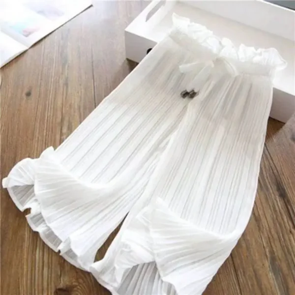 Childen's Girls Summer Ice Silk Wide Leg Pants Baby Fashion Lace Chiffon Waist Flare Trousers Kids Girl Loose Buttom Clothes - Image 10